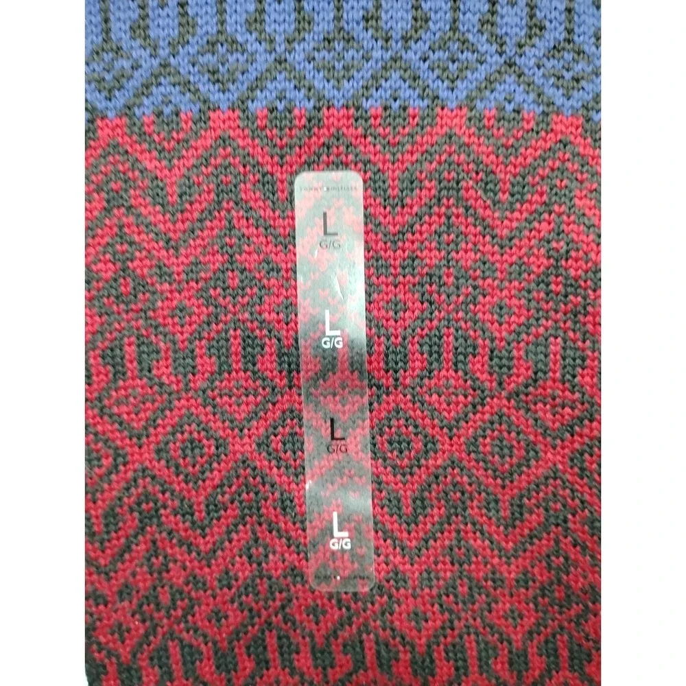 Tommy Hilfiger Knit Long Sweater Sweater Size Large Flag Aztec Print